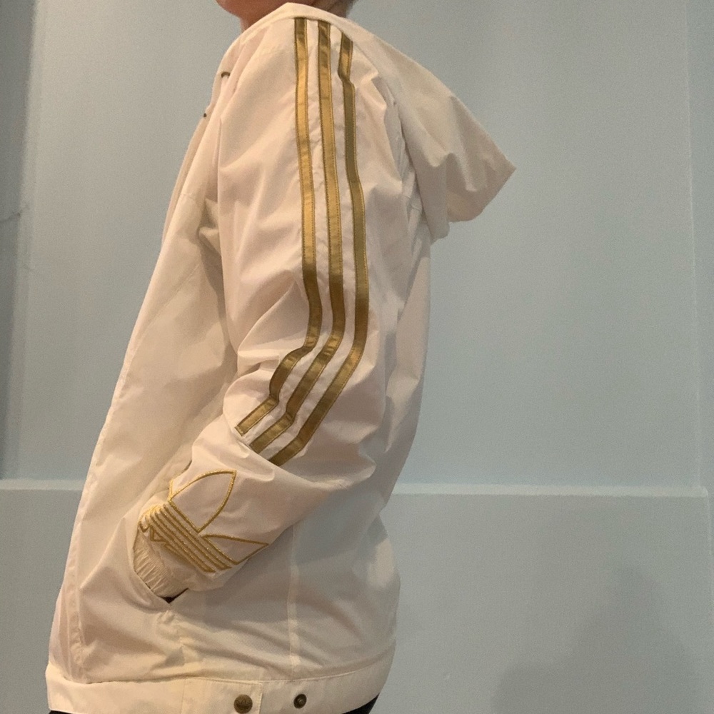 White and Gold Brand New Adidas Windbreaker